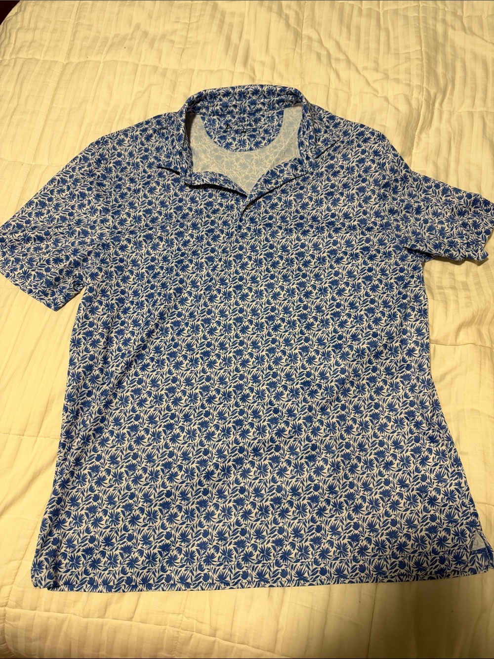 Men's Blue Floral Short-Sleeve Polo